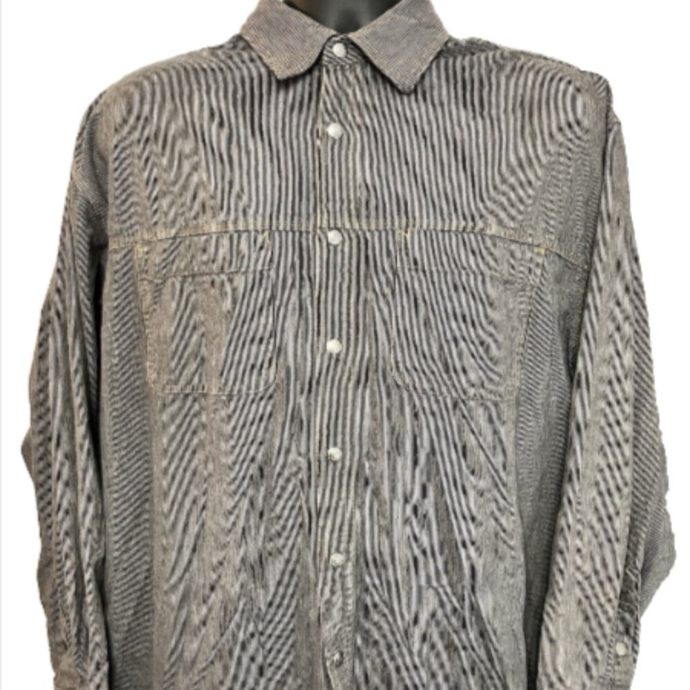 Van Heusen mens XL 17-17 1/2 100% Cotton Heavyweight Lng Sleeve WorkShirt W/flaw